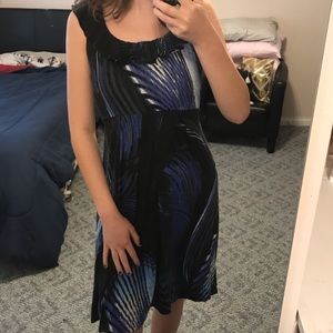 NY&Co Blue and Black Short Sleeve Dress